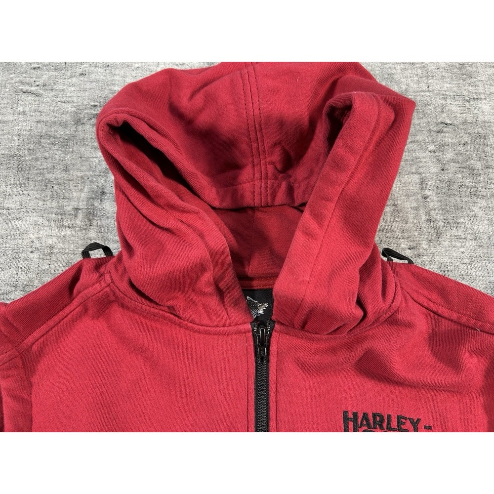 Harley Davidson Hoodie Womens Extra Large Red Zip-Up Sleeveless Snap Pockets - Picture 5 of 12